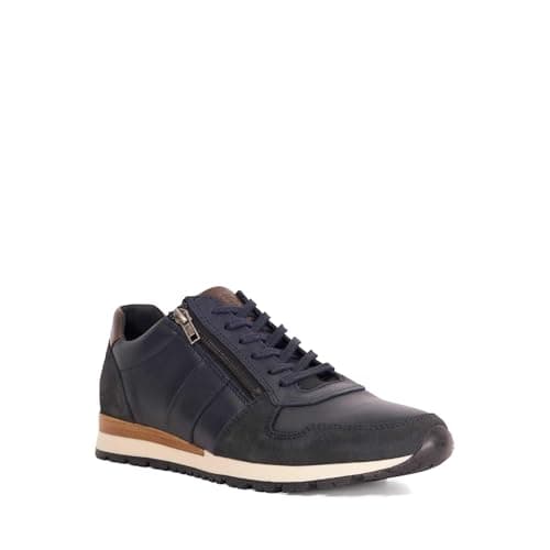 Image of Dune London Mens THAME Zip Up Leather Trainers Size UK 8 Navy