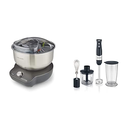 Image of Morphy Richards 400520 MixStar The Easy To Use, Easy To Store, Space Saving Innovative Stand Mixer Stainless Steel & 402061 Total Control Hand Blender, Grey