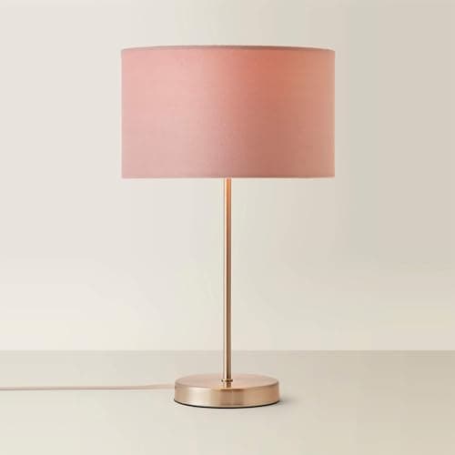 Image of ValueLights | Modern Single Stem Brushed Chrome Table Lamp with a Blush Pink Velvet Drum Shade | Table Lamps, Home Décor & Improvement Essential