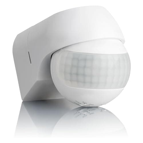 Image of SEBSON PIR Sensor Outdoor IP44, Wall Mounted, Infrared Motion Sensor, LED suitable, Range max. 12m/180°, swivelling, max. 800/400W, white
