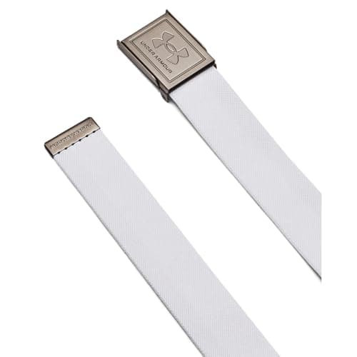 Image of Under Armour Men's Stretch Webbing Belt, Durable and Stretchy Men's Belt for Sports and Outdoor Pursuits, Essential Golf Gear with Adjustable Clasp,White/Halo Gray/Silver,OSFM