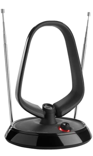 Image of One For All Amplified Indoor Digital TV Aerial - Ready to receive Freeview and Analogue TV Signals within a range of 9 miles - HD Ready - HDTV Antenna – UHF/VHF – black - SV9143
