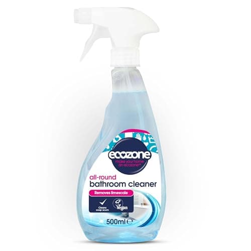 Image of Ecozone All Round Bathroom Cleaner & Limescale Remover, Shower Screen Protector & Cleaning Spray, Shower & Bathroom Tile Cleaner, Vegan Friendly Eco Cleaning Products (500ml)