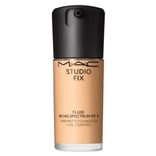 Image of MAC Studio Fix Fluid SPF15 24HR Matte Foundation + Oil Control No.C40 - MAC Cosmetics Studio Fix Fluid Wide Spectrum Foundation with SPF 15 Protection - C40 (Light Beige) - 1 Fl Oz / 30 ml