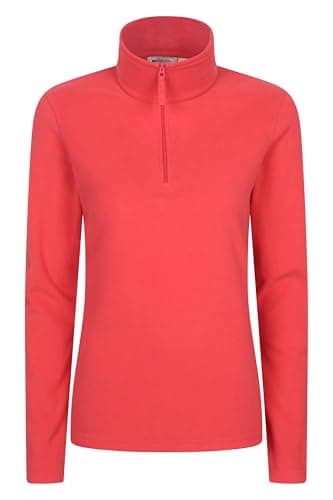 Image of Mountain Warehouse Camber Half Zip Women's Fleece - Lightweight, Warm & Cosy Half Zip Sweatshirt - Best for Spring Summer, Camping, Outdoors, Travelling & Hiking Active Red (Plain) 2XL