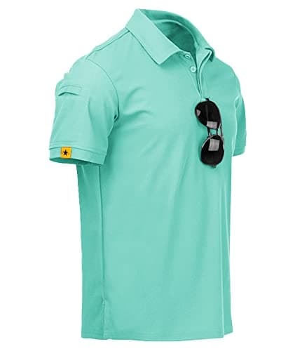 Image of JACKETOWNPolo Shirts Men Short Sleeve Golf Polo Classic Sports Shirt Outdoor Breathable Poloshirt for Men Regular-Fit T-Shirts Summer(Turquoise Blue-3XL)