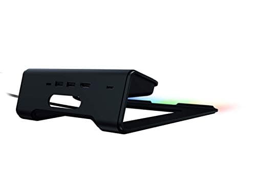 Image of Razer Laptop Stand Chroma V2: Customizable Chroma RGB Lighting - Ergonomic Design - Anodized Aluminum Construction - 4X Port USB-C Hub - Matte Black