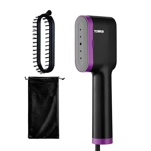 Image of Tower Garment Steamer 1400W, Handheld Clothes Steamer for Fast Crease Removal, Compact Design, 14g/min Continuous Steam, Ceramic Soleplate, 80ml Tank, Lilac (T22038LIL)