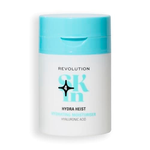 Image of Revolution Skin, Hydra Heist Hyaluronic Acid Hydrating Moisturiser, Lightweight Face Cream, Vegan & Cruelty-Free, 50ml