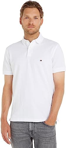 Image of Tommy Hilfiger Men’s Short Sleeve 1985 Regular Fit Polo Shirt, White (White), L