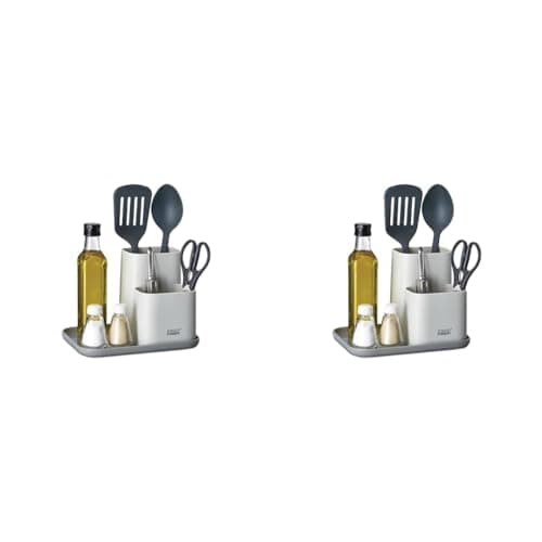 Image of Joseph Joseph Duo Kitchen Worktop Organiser, Kitchen and Storage Organisation for Gadgets, Utensils and Condiments, Grey (Pack of 2)