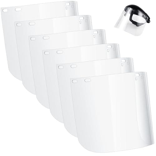 Image of Kingdder 6 Pcs Clear Face Shield Replacement for Grinding and Cutting, 15x 8x 0.04 Inches Safety Faceshield Visors(PET,Edgeless)