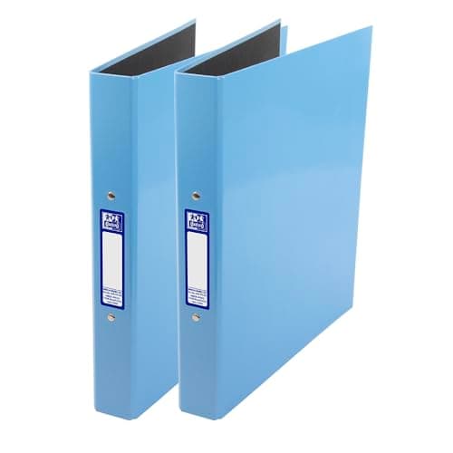 Image of Oxford Premium A4 Ring Binders, Light Blue, Laminated Paper on Board, 40mm Folders (Pack of 2)