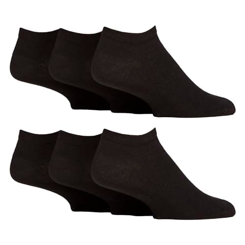 Image of SOCK SHOP GENTLE GRIP - 6 Pairs Diabetic Trainer Socks for Men | Extra Wide Non-Elastic Soft Cotton Ankle Socks for Swollen Feet & Circulation (6-11, Black)