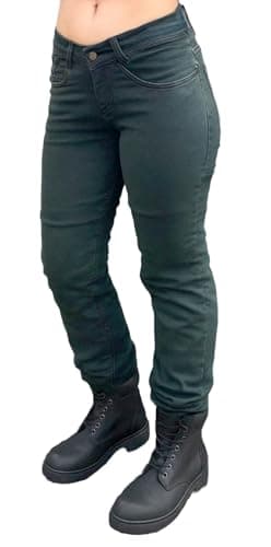Image of Bikers Gear Australia Women's Kj09-14 Ladies Stretch Kevlar Lined Motorcycle Vintage Protective Jeans with Removable CE Armour, Vintage Denim, 14 UK