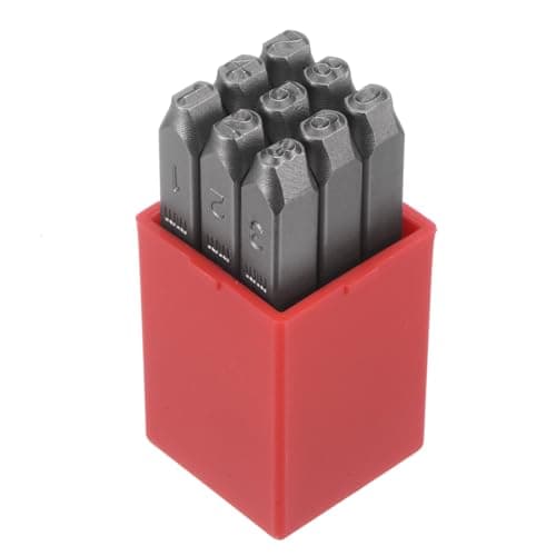Image of sourcing map 9pcs Number Stamp Set 5/32" 4mm Reverse Punch High Tool Steel 0-9 Punch Press Tools Metal Stamps Set Hammer Hand Punch for Metal Plastic Wood Leather Brass Stamping