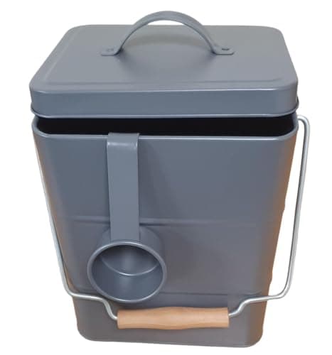 Image of Easy Shopping® 5L Metal Container Box With Lid and Spoon - Food Storage Tin for Pet Dog Cat Birds