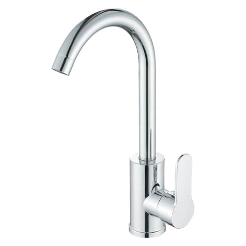 Image of Kitchen Taps Kitchen Sink Tap Mixer Chrome Single Lever 360 Swivel Spout and Hoses Monobloc Mixer Tap for Sink 1 Hole High Arc Zamery Stainless Steel Faucet