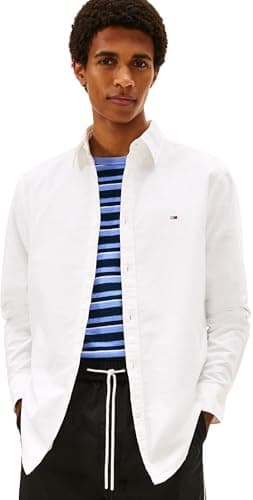 Image of Tommy Jeans Men's TJM Reg Oxford Shirt Ext Dm0Dm22836 L/S, White (Ecru), XXL