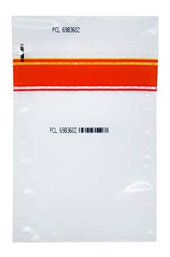 Image of 100pk Security Bags, 6"x9" Transparent, Tamper Resistant Closure with Serialized Numbers & Barcode - Secur-Pak