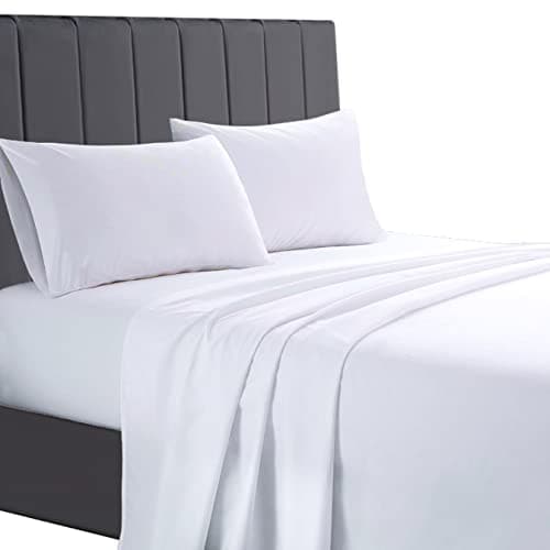 Image of A ATH COLLECTION 800 Thread Count Egyptian Cotton Flat Sheet, Hotel Quality Cotton Soft, Fade & Wrinkle Resistant Flat Bed Sheets White (King)