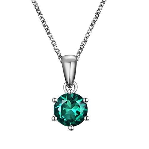 Image of Ladies 950 Solid Platinum Brilliant Cut 0.75 Carat Emerald Solitaire Pendant
