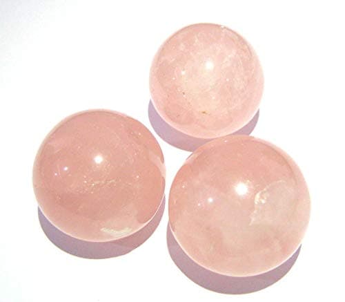 Image of Set of Three Rose Quartz 15 MM Spheres Crystal Healing Reiki FENG Shui Gift Positive Energy Peace Wellness Metaphysical Gemstone Aura Love Relations VAASTU Spiritual Power