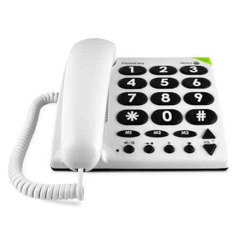 Image of Doro PhoneEasy 311c Landline Phone - Big Button Corded House Phone - Ideal for the Elderly - 3 One-Touch Memories - Visual Ring Indicator - No Answerphone (White) [UK and Irish Version]
