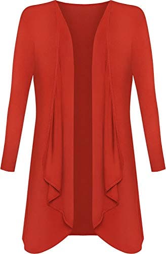 Image of Candid Styles Womens Ladies Plus Size Long Sleeve Waterfall Cardigan Top Duster Coat Jacket, XL 16-18 Plus Size, Rust