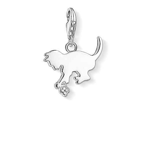 Image of Thomas Sabo Women Charm Pendant Kitten Diamond Charm Club 925 Sterling Silver DC0025-725-14