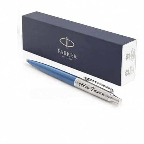 Image of Personalised Parker Jotter Ballpoint Pen - Custom Engraved Parker Pen | Luxury Executive Gift for Fathers Day, Graduation, Retirement | Corporate Office Pens with Logo or Name (Light Blue)