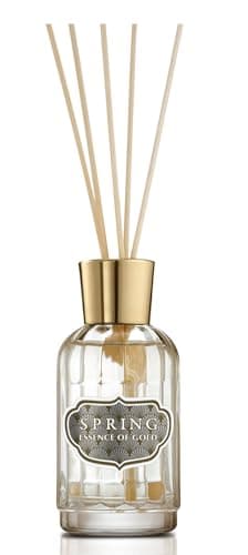 Image of SPRING Reed Diffuser 180ml - French-Made Perfume Diffuser with 5 Reed Sticks, Home Aromatherapy with Elegant Glass Bottle - Luxury Home Fragrance Gift, Long-Lasting Essence of Gold Scent