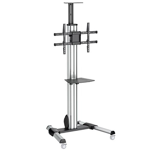 Image of StarTech.com Heavy Duty Rolling Portable TV Cart Stand with Wheels - 32 to 75 inch - Adjustable Rotating Mobile Flat Panel Screen Mount (STNDMTV70)