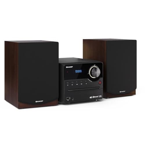 Image of SHARP XL-B517D(BR) 45W Hi-Fi Micro System – Bluetooth 5.0 Stereo with DAB+/FM Radio, CD Player, USB MP3 Playback, 2-Way Wooden Speakers, EQ Sound Modes & Remote Control – Brown