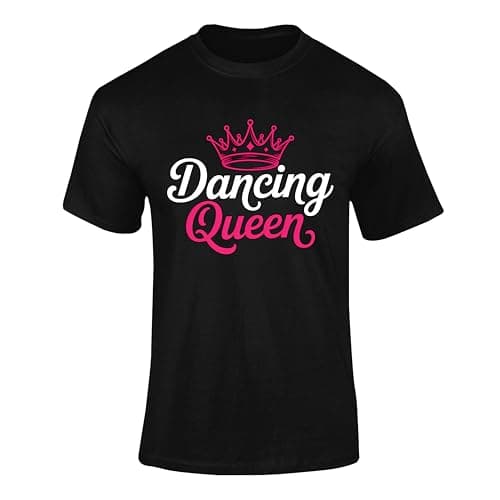 Image of Dancing Queen Retro Disco Style T Shirt 70s 80s Vintage Party top For Kids And Adults Black 7-8 Years Style1