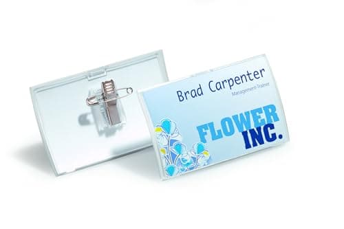 Image of Durable Click Fold Name Badge 54 x 90mm with Combi Clip - Transparent - Pack of 25 - Perfect For Events and Visitor Management