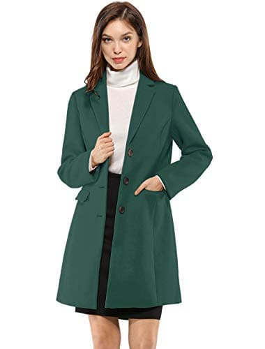Image of Allegra K Women's 2024 Pea Coat Single Breasted Long Winter Coats for Women, Green, M