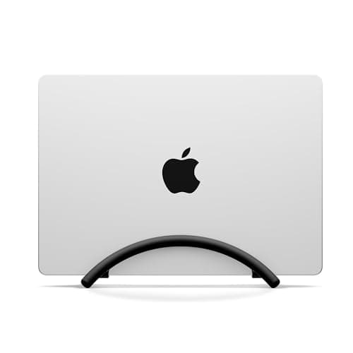 Image of Twelve South BookArc Flex Vertical Laptop Stand – Space-Saving MacBook Stand, Adjustable Laptop Holder for Desk, Single Slot Dock for Monitor Display, Non-Slip, Upright Storage, Black