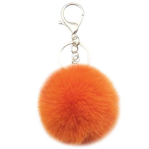 Image of Xsclpomddy Pom Pom Keychain Faux Fur Ball Keychains Fluffy Keyring Tote Pendant Car Bag Soft Plush Charm,orange red