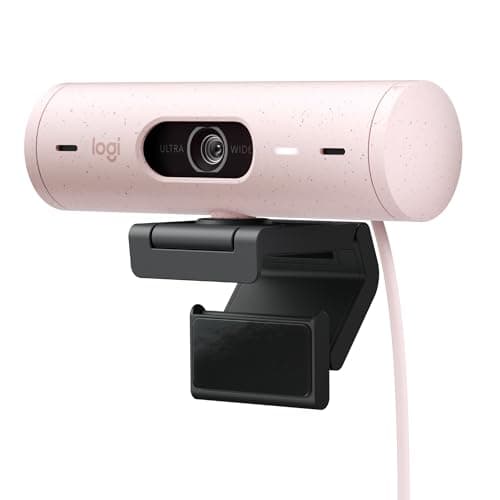 Image of Logitech Brio 500 Full HD webcam, auto framing, Show Mode, noise reducing mics, privacy shutter, USB-C, streaming & video calling - Microsoft Teams, Google Meet, Zoom, PC/Mac - Pink