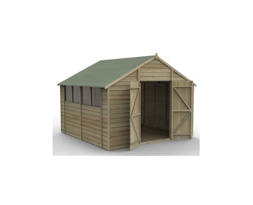 Image of Forest Garden 4LIFE Apex Shed 10x10 | Double Door | 4 Windows|25 Year Anti-Rot Guarantee