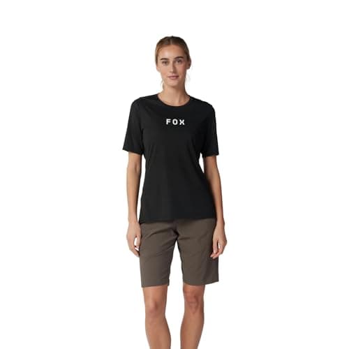 Image of Fox Racing Women's Ranger Short Sleeve Jersey Shirt, Black Wordmark, Medium