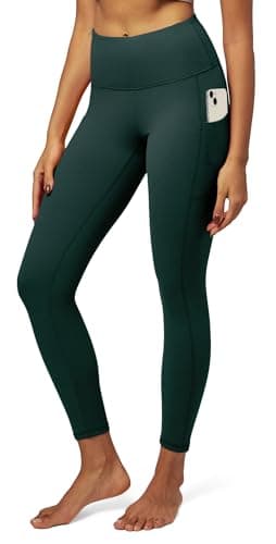 Image of IUGA High Waisted Gym Leggings with Pockets Women Yoga Pants for Women Workout Running Dark Green