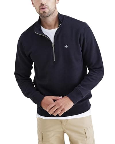 Image of Dockers Quarter Zip Fleece Sweatshirt Beautiful Black, Beautiful Black, XS