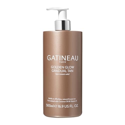 Image of GATINEAU Golden Glow Gradual Tan - 500ml, Self Tan Lotion + 2 in 1 Body Moisturiser, Quick Dry Easy Application, Coconut Oil & Vitamin E, Buildable Natural Tan, Amazon Exclusive Size