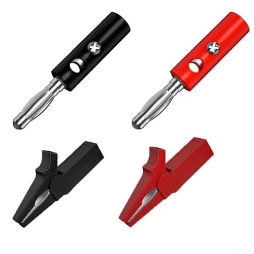 Image of 2 Set Insulated Crocodile Clip Test Leads with 4mm Banana Connector, 55mm for ALLIGATOR Clamps for Multimeter Lab Testing, Red Black