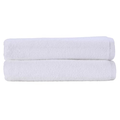 Image of Christy Cirrus Lightweight Bath Sheets | Set of 2 Extra Large Towels | Super Soft and Fluffy | Quick Dry Bathroom Shower Towels | 100% Cotton | White