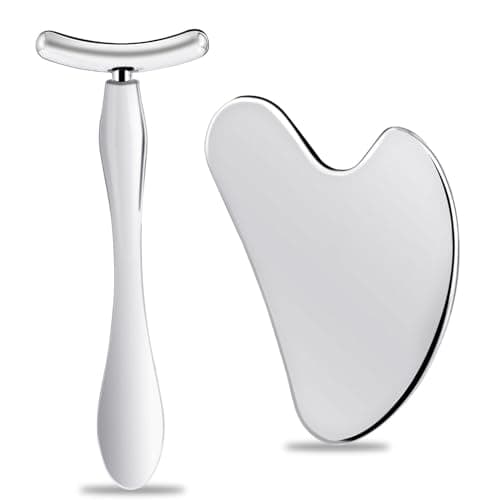 Image of winbest Stainless Steel Gua Sha Massage Tool Heart Shaped Gua Sha Facial Tools with Metal Face Roller Facial Scraper for Face Neck Eye Body Skin Care