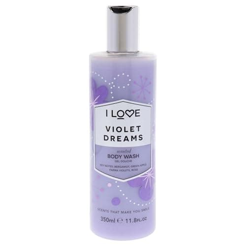 Image of I LOVE® Violet Dreams Scented Body Wash – Rich & Creamy Foam with Natural Fruit Extracts & Pro Vitamin B5 – Moisturising, Vegan-Friendly & Cruelty-Free 350ml