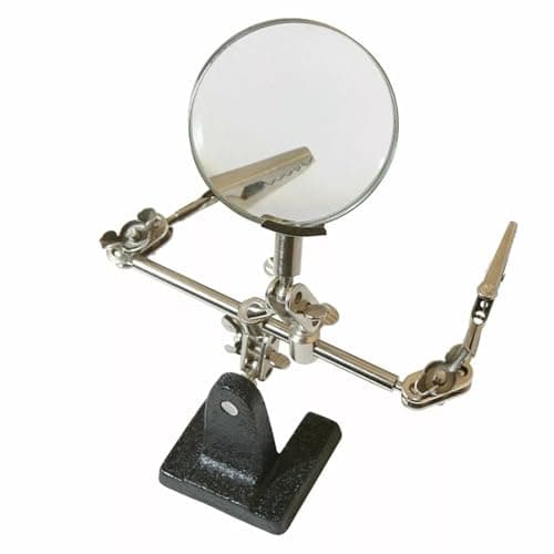 Image of Dunnet Tools Helping Hand Tool Modelling Kit - Soldering Station with Magnifying Glasses, 60mm Soldering Iron Kit, Adjustable Stand, Light & Clips - Ideal for Hobbies (Standard, One Size)